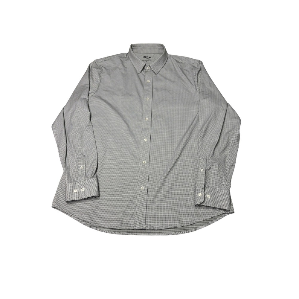 Rhone Commuter Dress Shirt XL Mens Gray Micro Check Performance Long Sleeve